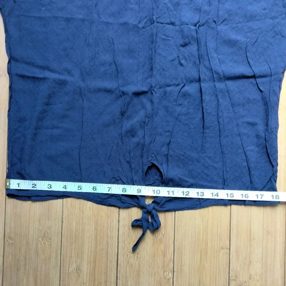 LC Waikiki Casual Embroidered Navy Boho Slit 3/4 Sleeves Blouse Women's Size M - Picture 13 of 15